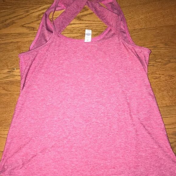Marika Women's Pink Heather Crew Neck Crisscross Back Tank Top Size XS - Picture 4 of 6